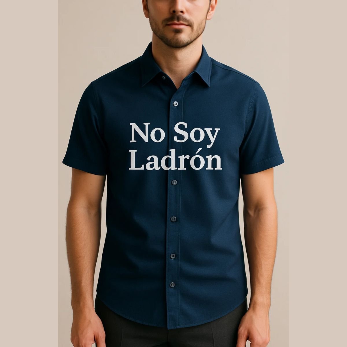 camsia azul navy CAMISA CON BOTONES MANGA CORTA SEMI-AJUSTADA (PRODUCTO VARIABLE)